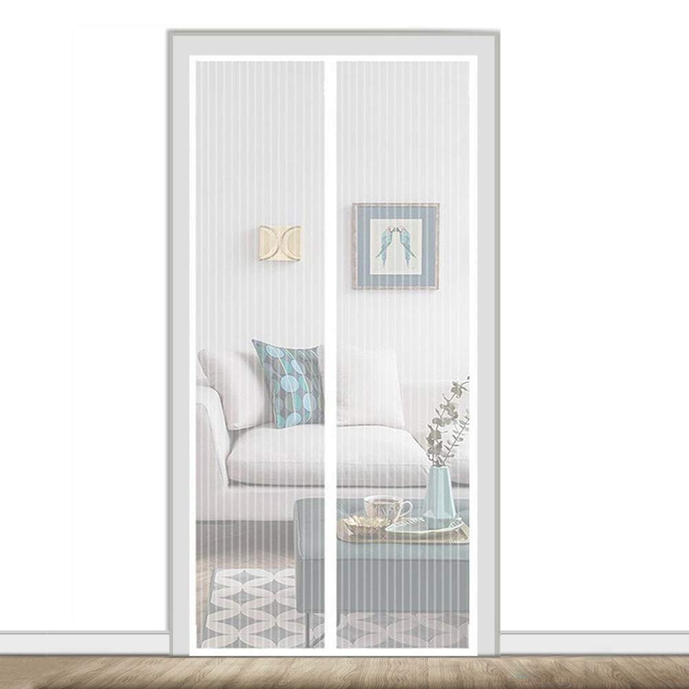 Amcer White Magnetic Fly Screens 150X200cm, Fly Screens For Doors, Pet And Kid Friendly Reinforced, For Balcony Sliding Living Room Children's Room