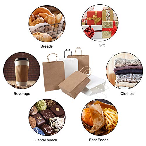 100Pcs Kraft Paper Bags 7.9X4.25X10.6" Gift Bag With Handles For Wedding Party Craft Retail Packaging,Recycled Twist Handles Brown Shopping Bags (Brown,S-100) #TOP7