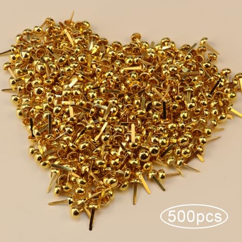 500 Pcs Paper Brass Fasteners Brass Brads Round Fasteners for Craft & Scrapbooking DIY Supplies - Thumbnail 5