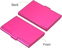 Vista 3 de PATIKIL Tarjetero para tarjetas de visita, estuche de metal de aluminio para tarjetas de crédito, color rojo rosa
