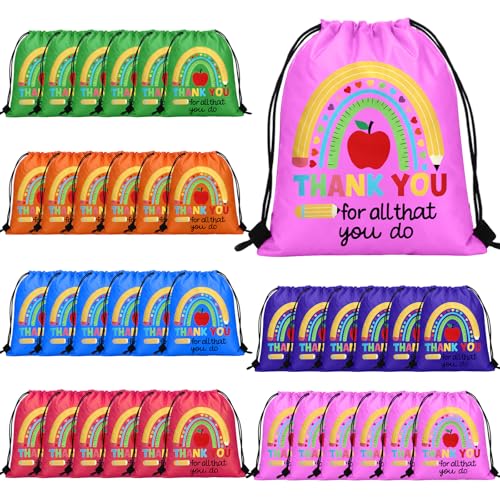 Kacctyen Teacher Appreciation Gift Bags Summer Goodie Bags End of the Year Drawstring Backpack for Party Gym Sport Trip