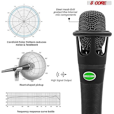 5 CORE Studio Condenser XLR Microphone Kit with Adjustable Tripod Stand for Instruments Voice Overs Recording Podcasting YouTube Vocal Gaming Streaming - MIC Crown