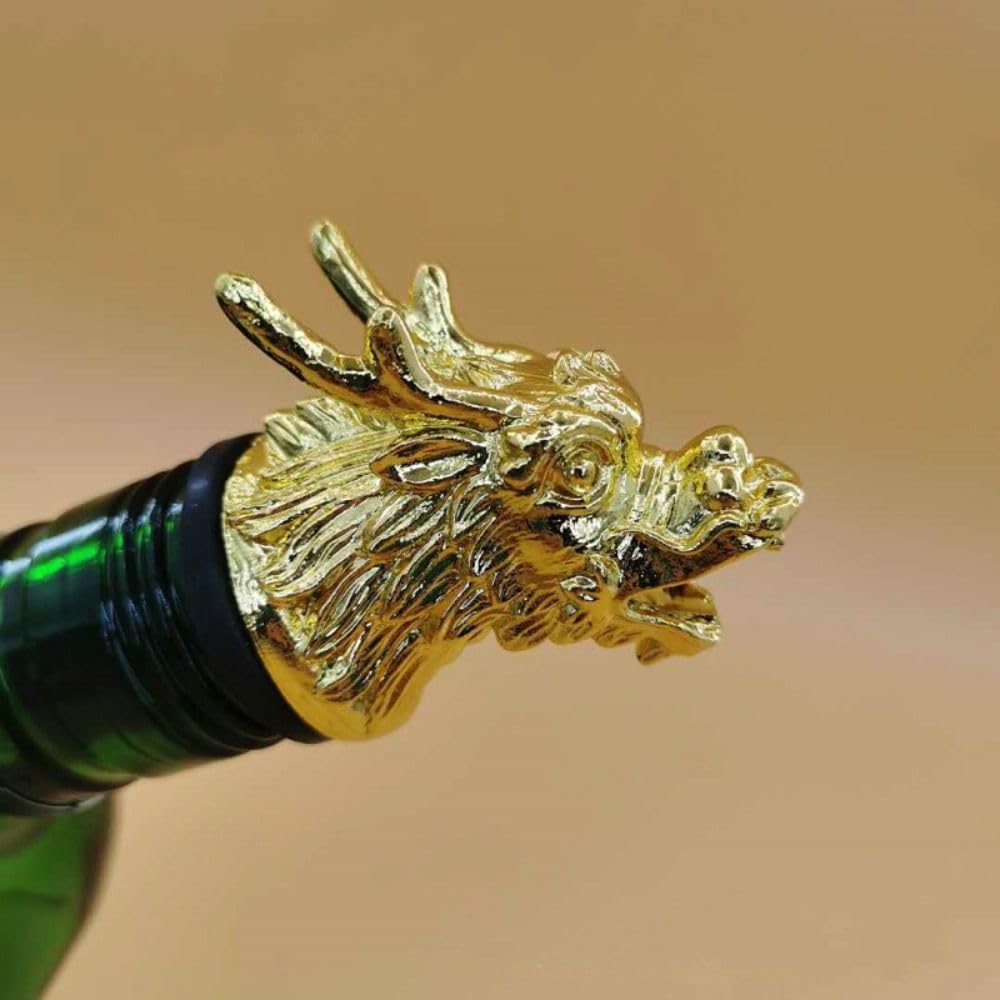 Zinc Alloy Dragon Head Wine Aerator Pourer Spout,Creative Gifts for Champagne, Whiskey(Gold)