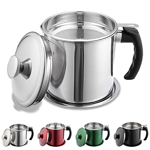 Comparison: Best Bacon Grease Container 2 Kyraton Bacon Grease Container With Strainer, 48 oz Stainless Steel Oil Container, Pot Fat Storage With Lid, Easy Grip Handle Suitable For Storing Frying Oil And Cooking Grease 1. Silver