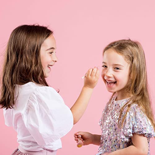 Miss Nella Make Up Brush Set for Kids 4 kid size pink brushes, 2 eye shadow applicators, blush brush, blending brush - Image 4