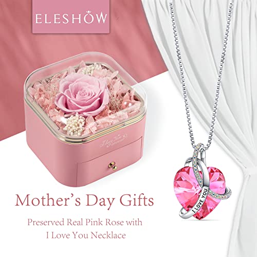 Eleshow Mothers Day Gifts, Preserved Flowers Real Pink Rose Gifts For Mom Grandma Wife Girlfreind On Mothers Day Valentines Day Christmas Anniversary Birthday Gifts For Women I Love You Gifts For Her #TOP1