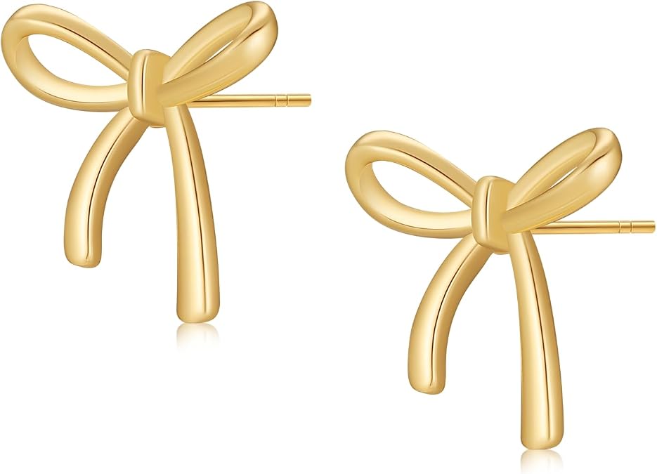 Evabelle Chunky Gold Earrings 14K Gold Plated Gold Knot Earrings for Women Trendy Dainty Paperclip Knot Geometric Drop Dangle Hypoallergenic Huggie Hoop Earrings