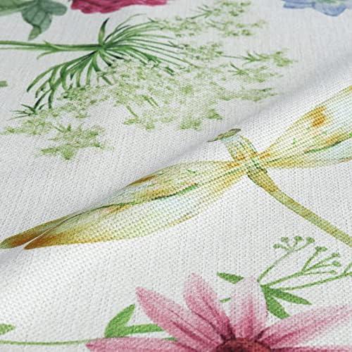 Bonhause Spring Flower Cushion Covers 18 x 18 Inch Set of 4 Garden Floral and Butterfly Decorative Throw Pillow Covers Polyester Linen Pillowcase for Sofa Garden Outdoor Home Decor, 45 x 45 cm