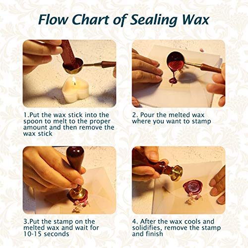 Chrider Wax Seal Stamp Set, 6 Pieces Sealing Wax Stamps, Wax Stamp Seal Kit for Invitations, Envelopes, Wine Packaging, Greeting Cards, Gift Box Set with Brass Color Head & Wooden Handle