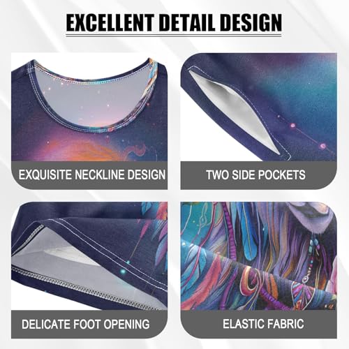 senya Short Sleeve Pajamas Sets Summer Cotton Sleepwear Dream Catcher Wolf4