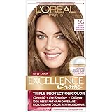 L'Oreal Paris Excellence Creme Permanent Hair Color 100 percent Gray Coverage Hair Dye Pack of, 6G Light Golden Brown, 1 Count