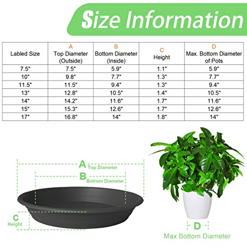 Gregich Plant Saucer Plastic Planter Saucers 9 12 Inch Pack Of 3, Plant Drip Tray For Pot Up To 9.4” In Bottom, Heavy Thick Durable Plant Trays For Indoors, Flower Pot Saucer For Plant Pot Saucers #TOP6