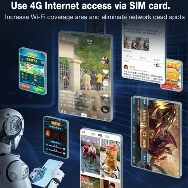 Illustration of 4G Internet access via SIM card and Wi-Fi coverage