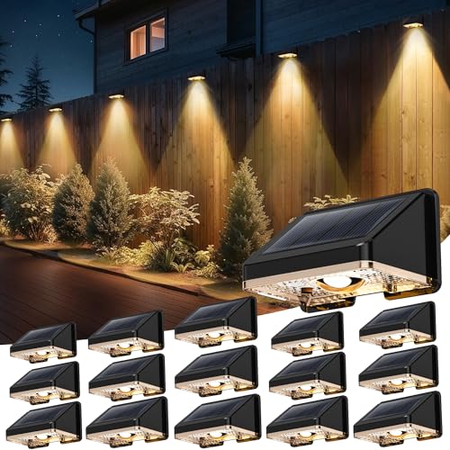 Delaiglow Aplique Solar Pared Exterior，Luz Solar Exteriore，IP67 Impermeable Luces Solares Exterior Jardín Diseño Inalámbrico Para Vallas Patio Balcones Y Terrazas，16Pack