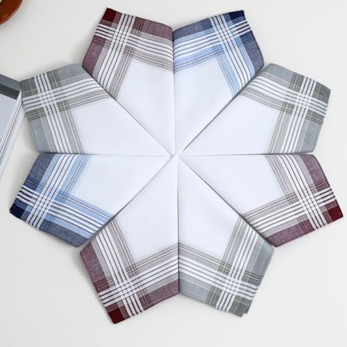 Pañuelos de algodón para hombre pack de 9 unidades clásicos de 40x40 cm suaves y transpirables 6