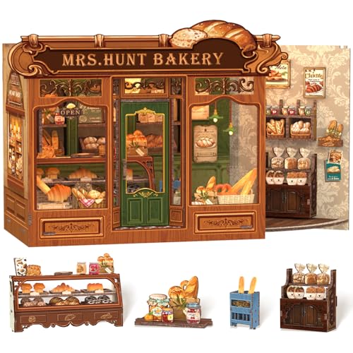 Cutefun Book Nook Kit - DIY Miniature Bread Shop Booknook Kits for Adults and Teens, 3D Wooden...