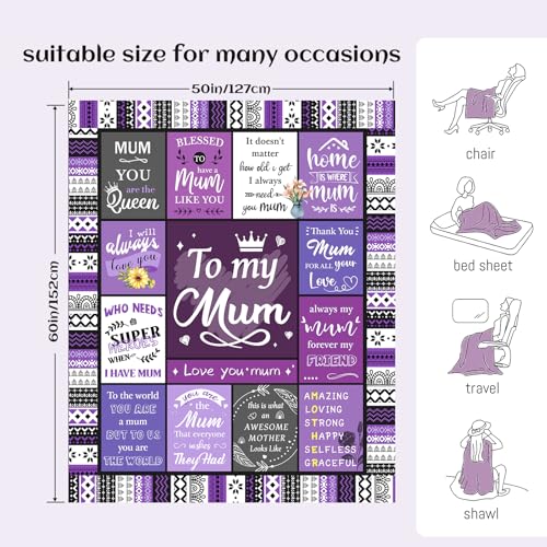SECOGM Gifts for Mum - Unique Mum Gifts for Birthday, Mummy Blanket Gift from Daughter SonMothers day, Christmas - to My Mummy Present Throw Blanket 60" x 50" — photo 4