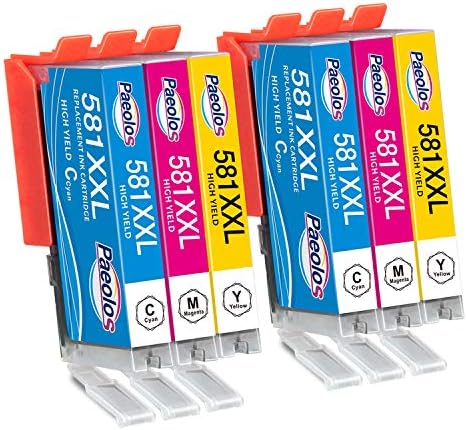 Paeolos 581 581XXL Ink Cartridges Cyan Magenta Yellow for Canon 581 Ink Cartridges for Canon Pixma TS8350 TS705 TS6350 TS6250 TS8250 TS8150 TS9150 TS8151 TS9155 TS8152 TS8251 TS8252