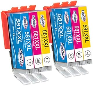 Paeolos 581 581XXL Ink Cartridges Cyan Magenta Yellow for Canon 581 Ink Cartridges for Canon Pixma TS8350 TS705 TS6350 TS6250 TS8250 TS8150 TS9150 TS8151 TS9155 TS8152 TS8251 TS8252