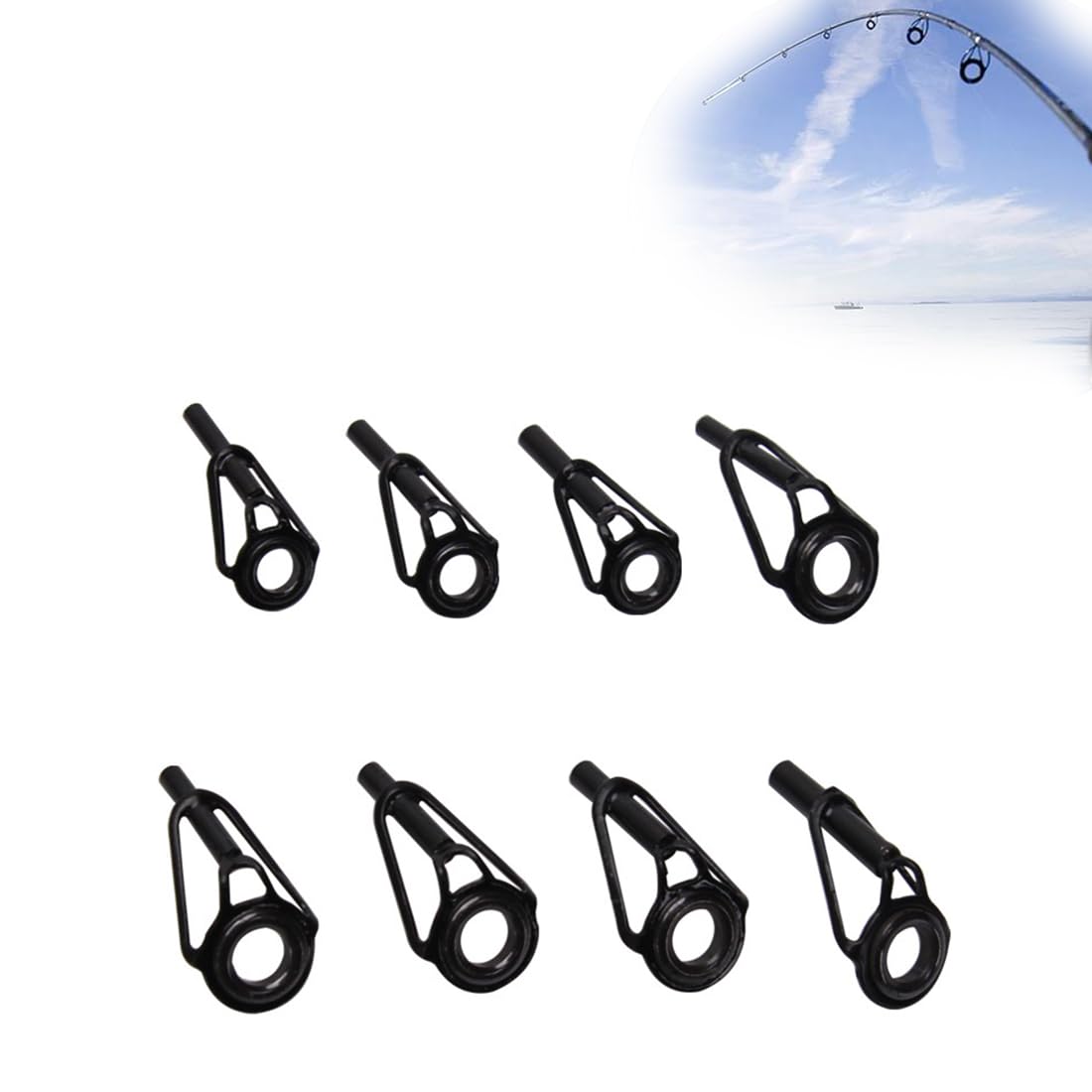 Anello Guida Di Pesca 20Pcs Guida for canna da pesca Kit di punte superiori Set di riparazione for canna da pesca Telaio in acciaio inossidabile Anello in ceramica Attrezzatura da pesca 2.2mm-4.0mm. A