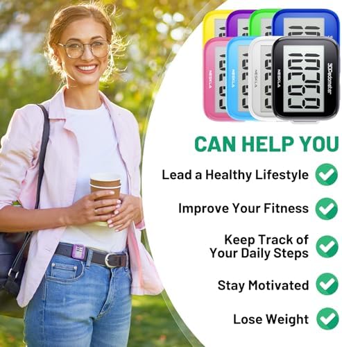 3D Pedometer for Walking, Simple Step Counter with Large Digital Display, Step Tracker with Removable Clip Lanyard, Accurately Track Steps for Men Women Adults Seniors- Black - 3