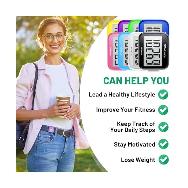 NESKLA 3D Pedometer, Simple Step Counter with Large LCD Display for Walking - Image 4