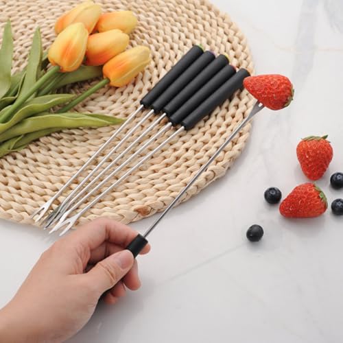 GANAZONO 6pcs Stainless Steel Fondue Forks for Chocolates and Cake Balls, without Burrs and Secure to Hold Fruits, for Cafe and Parties - 5