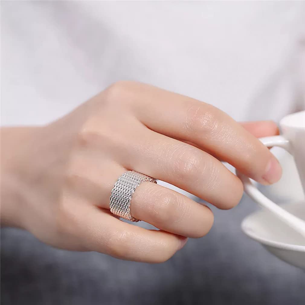 Anello Web Intrecciato in Argento Sterling 925 per Gioielli di Fidanzamento Nuziale da Donna