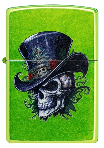 Image of Zippo Lurid Skull Top Hat - Color Image Design, Classic Matte Finish, Pocket Fuel Refillable Windproof Lighter, BIS Certified