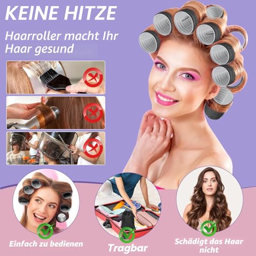56 Stück Lockenwickler mit 5 Größen, Hair Roller mit Aufbewahrungstasche für lange, mittlere, kurze, dicke, feine Volumen, Pony, Jumbo-Haarroller für Salon-Frisuren und DIY-Frisuren