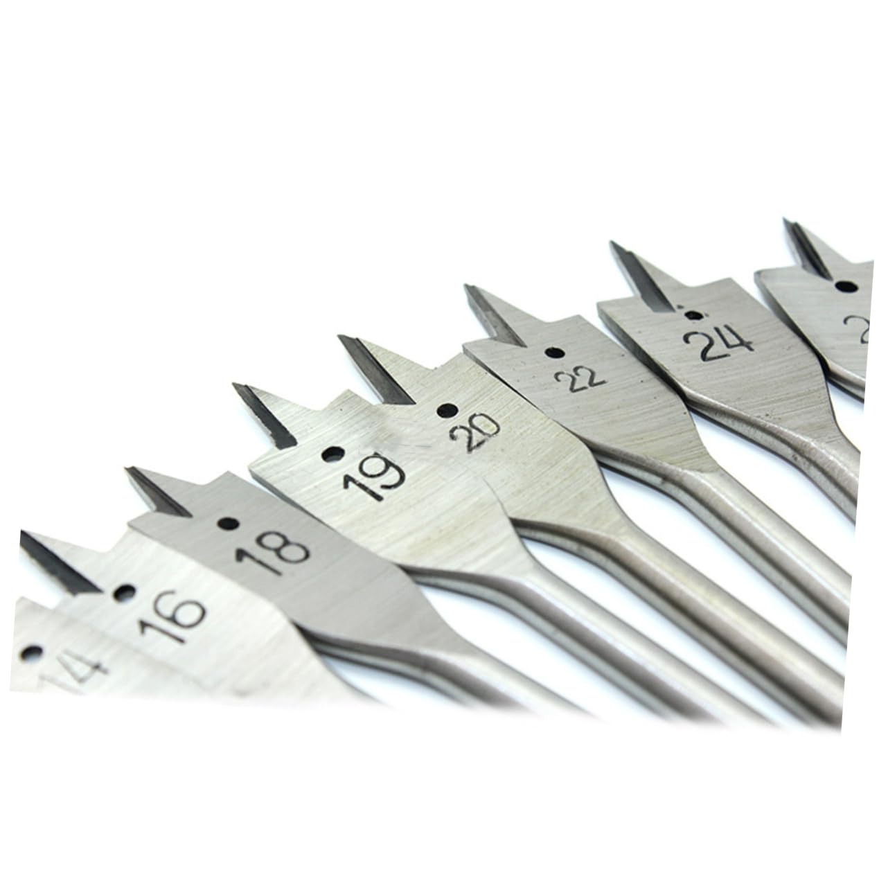 15 in 1 Spade Drill Bit Set for Woodworking, Carbon Steel Paddle Bits | Silver Finish, Shaped Handle, Double Cutting Edge, Point and Cutting Removal, Easy to Use