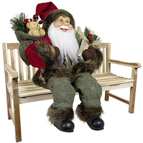 Christmas Paradise Sitzender Weihnachtsmann 45cm Deko-Figur Kantenhocker Santa Nikolaus (Modell Viktor)