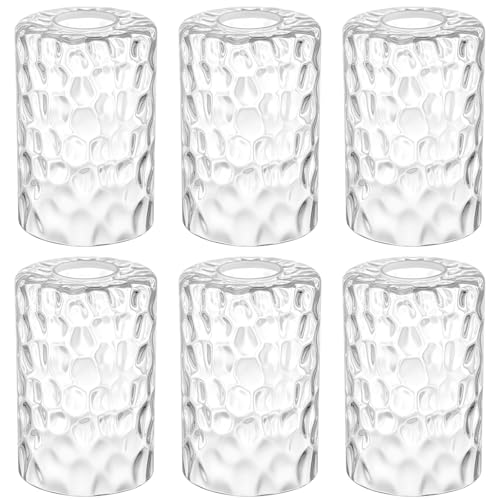 Image of Teenyyou 6 Pcs Clear Hammered Glass Shade Replacements for Pendant Light Fixtures Glass Lamp Shade Cover, 1-5 /8 Inch Fitter Base, 4 inchw x 6 inchh, Replacement Lamp Globe for Chandelier Wall Sconce