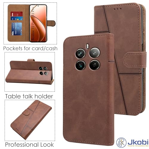 Image of Jkobi Flip Cover Case for Realme 12 Pro Plus | Realme 12 Pro (Stitched Leather with Magnetic Closure)
