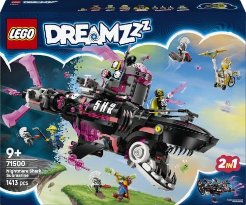 LEGO DREAMZzz 2in1 Albtraumhai-U-Boot 71500 | Spielzeug ab 9 Jahren für Jungen, 2 Baumöglichkeiten, 2 Fluggeräte & 5 Minifiguren, Mateo und Astrid, Geschenk, 1413 Teile