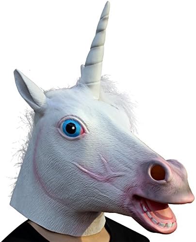 CreepyParty Deluxe Novelty Halloween Costume Party Latex Animal Head Mask, Unicorn