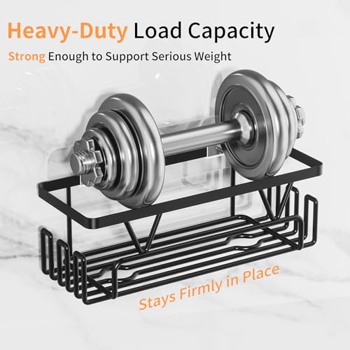 KEGII Adhesive Shower Caddy 4 Pack, No Drilling Shower Organizer with Towel Rack, Hooks & Soap Holder, Self-Adhesive Bathroom Shelves Rack for Space-Saving Storage - Image 5