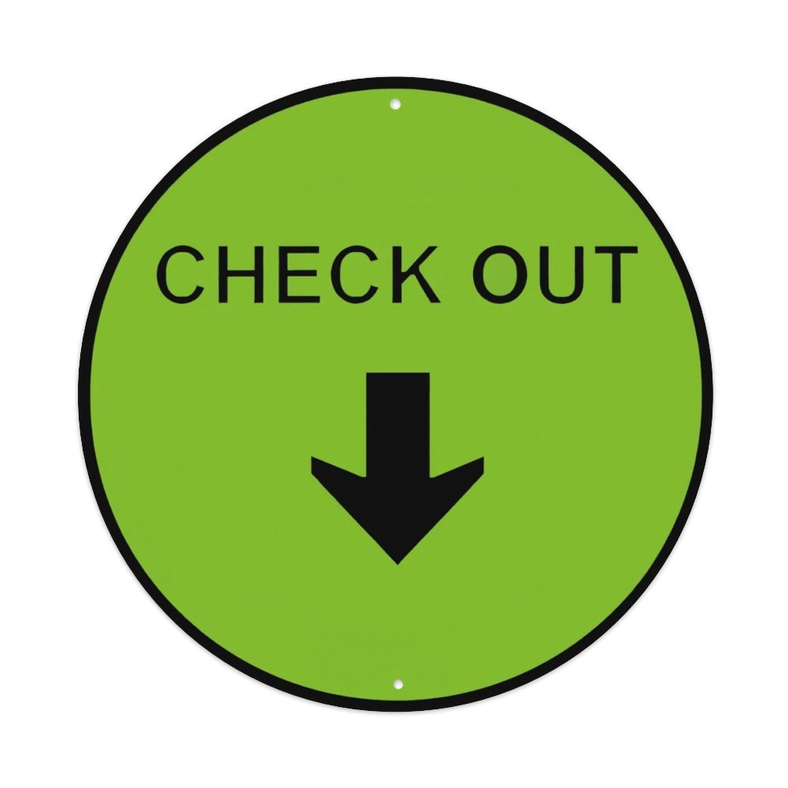 Ldfuieksufg Style Round Green Check Out Down Arrow Direction Wall Sign Shop Decor Vintage Aluminium Metal Sign, Retro Wall Decor For Home, Bar, Garage & Farmhouse 20X20cm