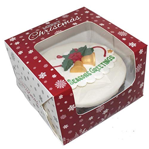 Yasirona Premium windowed Christmas Snowflake Cake Boxes 10 x 10 x 5 Inches 10 Pack