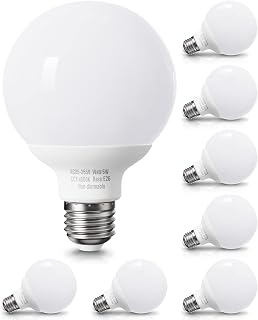 8 Pack LED Globe Light Bulbs for Bathroom, 120V 60 watt Equivalent, Natural Daylight 4000K, E26 Medium Base, Non-Dimmable Vanity Light Bulbs Round, Bright G25 LED Bulb Over Mirror