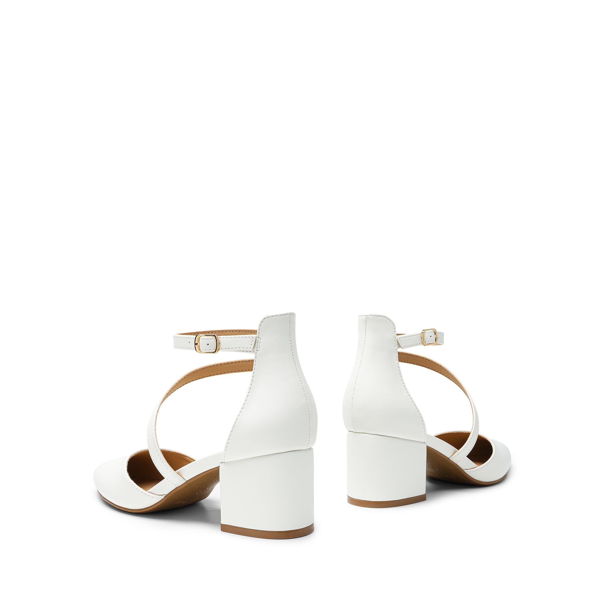 DREAM PAIRS Damen-Pumps mit geschlossenem, spitzem Zehenbereich und niedrigem Blockabsatz, Knöchelriemen, Hochzeitsschuhe, Elegante Schuhe