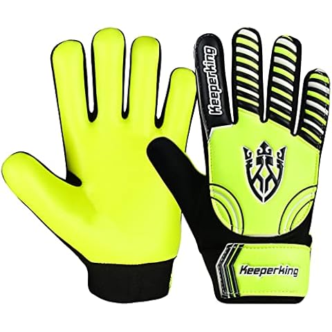 Keeperking Goalkeeper Gloves Children, Boys and Girls, Junior Football Gloves Football Player Gloves for Boys Goalkeeper Gloves (6, Yellow-Black-Yellow) Cover
