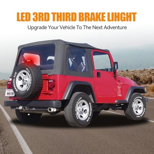Image of Third 3rd Brake Light LED for 1997-2006 Jeep Wrangler, High Mount Rear Brake Lights Assembly for 97-06 Wrangler TJ, Waterproof Center Cab Lamp Stop Light