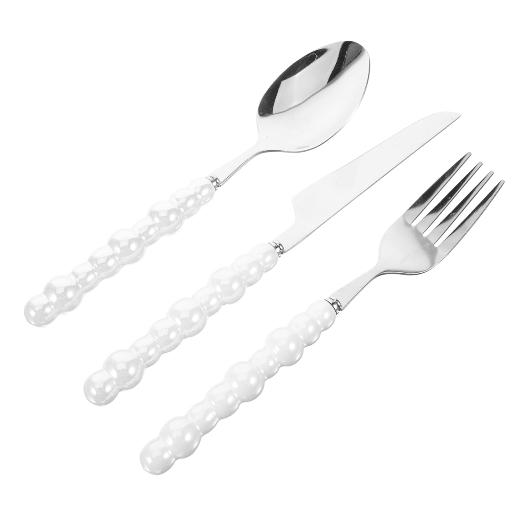 SOLUSTRE 1Set Pearl Handle Stainless Steel Cutlery Elegant Forks Spoons for Home Dining Restaurants and Special Occasions Dinnerware for Modern Table Setting