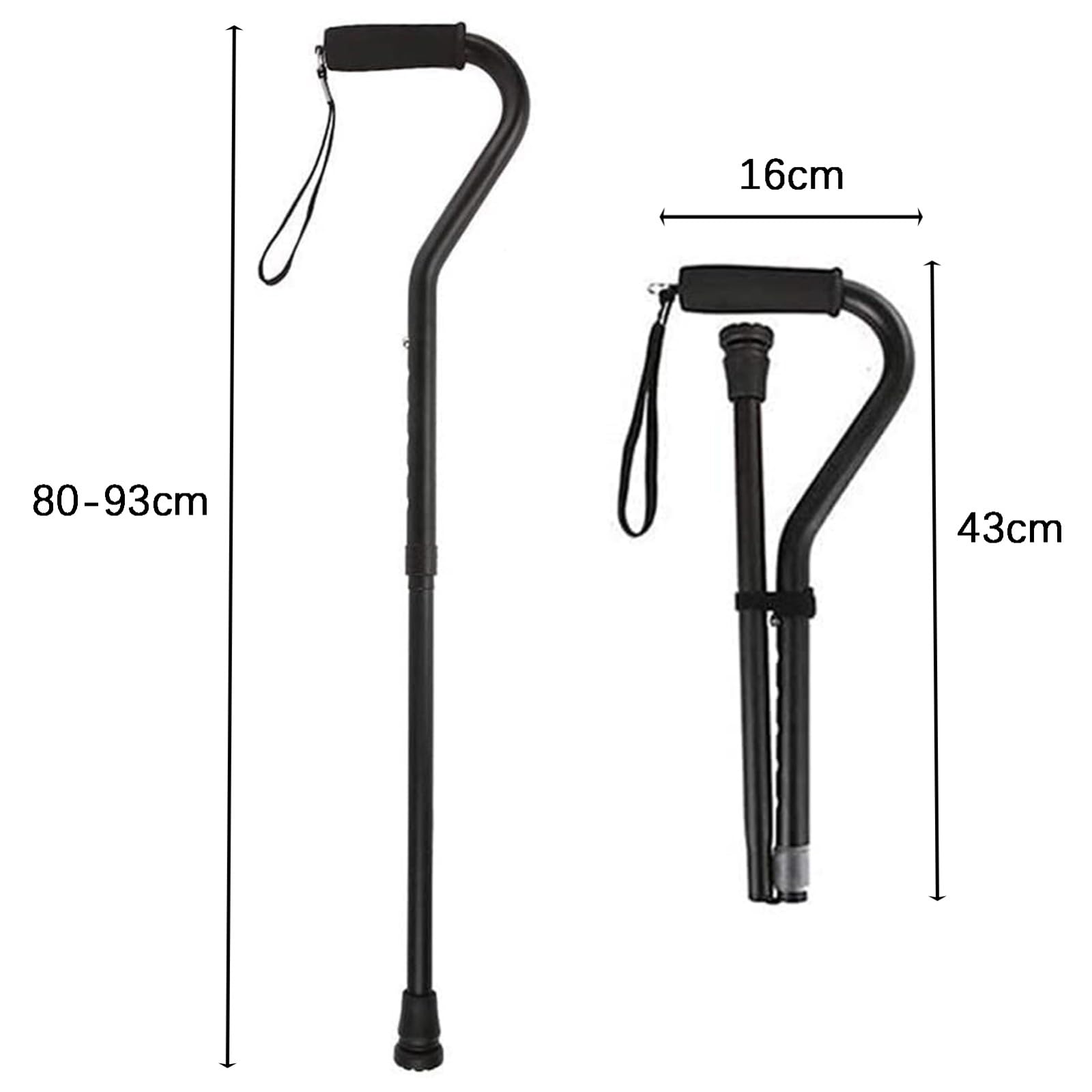 Asiento de bastón plegable portátil, silla combinada de bastón ajustable en altura de aluminio, bastón de 3 patas, bastón de senderismo ajustable con luz LED, unisex para personas mayores, luz para