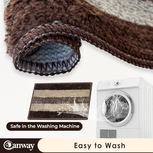 Image of CANWAY 1100 GSM Rectangular 2 Pieces|50 x 35 cm| Anti-Skid Microfiber Bathroom Door Mat, Water Absorbent Floor Mat|Brown