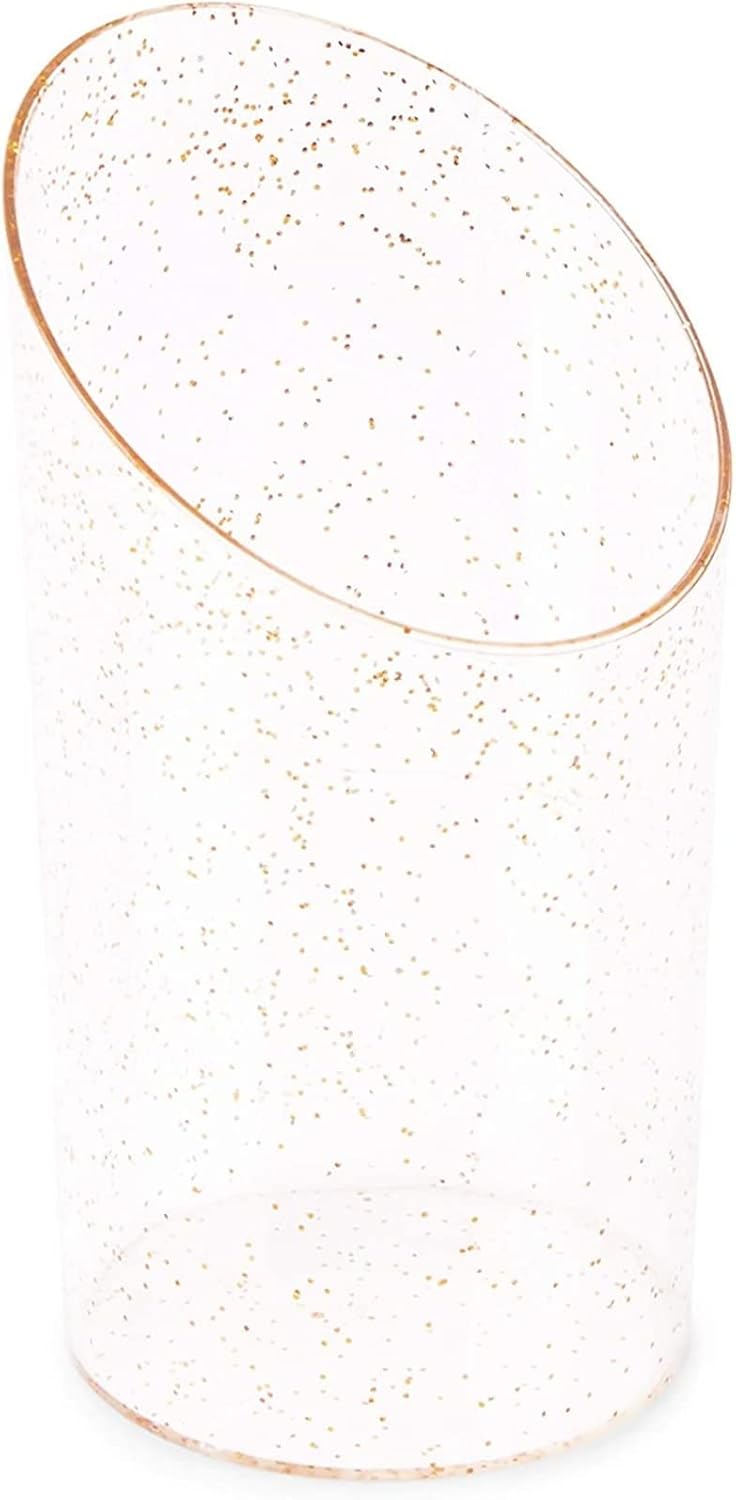  | Sparkle and Bash Gold Glitter Mini Dessert Cups with Spoons, Serves 60 (3 oz, 120 Pieces, Clear): Dessert Bowls