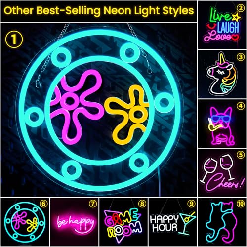 Image of Ocean World Porthole Neon Signs,Colorful LED Neon Light for Wall Decor,USB Powered Under Sea Portable Decoration Wall Lights Decor Led Sign for Game Room Bedroom,11.6 inch*11.6 inch