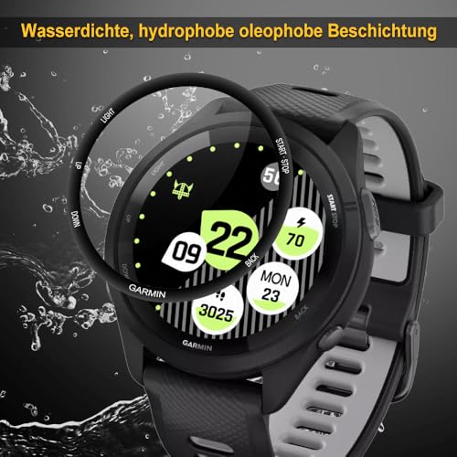 Beukei 3 Stück Panzer Schutz Glas für Garmin Forerunner 265, glasschutz,9H Härte,HD Klare,Blasenfrei,Anti-Kratzen, handyglas Film