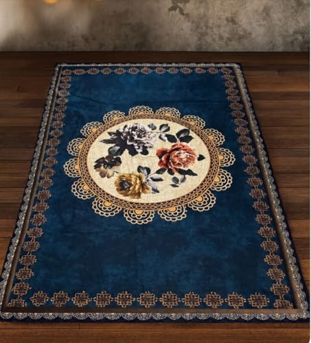 Image of AAZEEM Printed Tablecloth Soft Feel Table Cover 4-6 Seater,Table Cover,Dining Table Cover, Table Linen,Dining Table Chair Cover,Dining Table Cover 6 Seater | Blue|